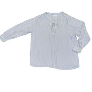 WORKSHOP Blue & White Striped V-Neck Long Sleeve Light Weight Blouse Size 1X